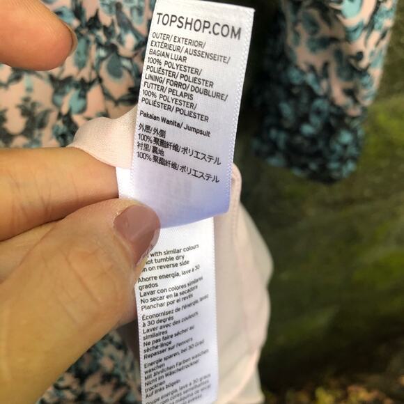 TopShop Floral Colorblock Bell Long Sleeve Mock Neck Romper Playsuit 2 - Picture 8 of 11